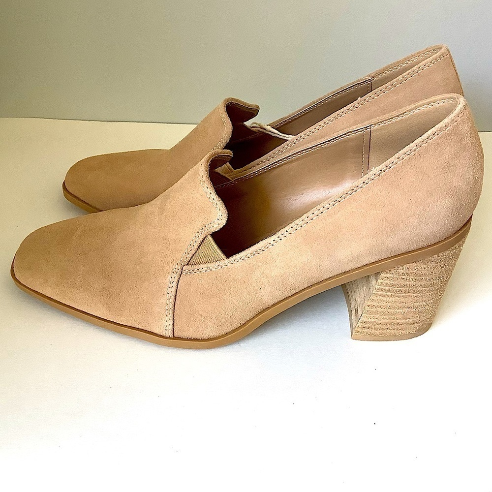 Joie Wevenly Suede Block Heel Shoe Tan Size 8.5 New